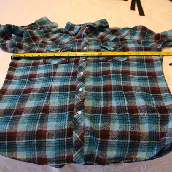 Bit & Bridle Large Flannel Western Style Pearl Snap 100% Cotton Flannel Shirt - Picture 7 of 13